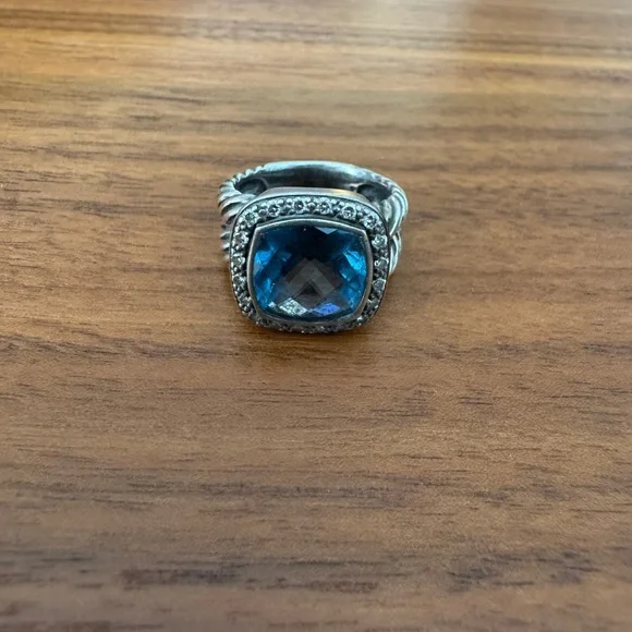 Authentic David Yurman Albion 11mm Blue Topaz Ring